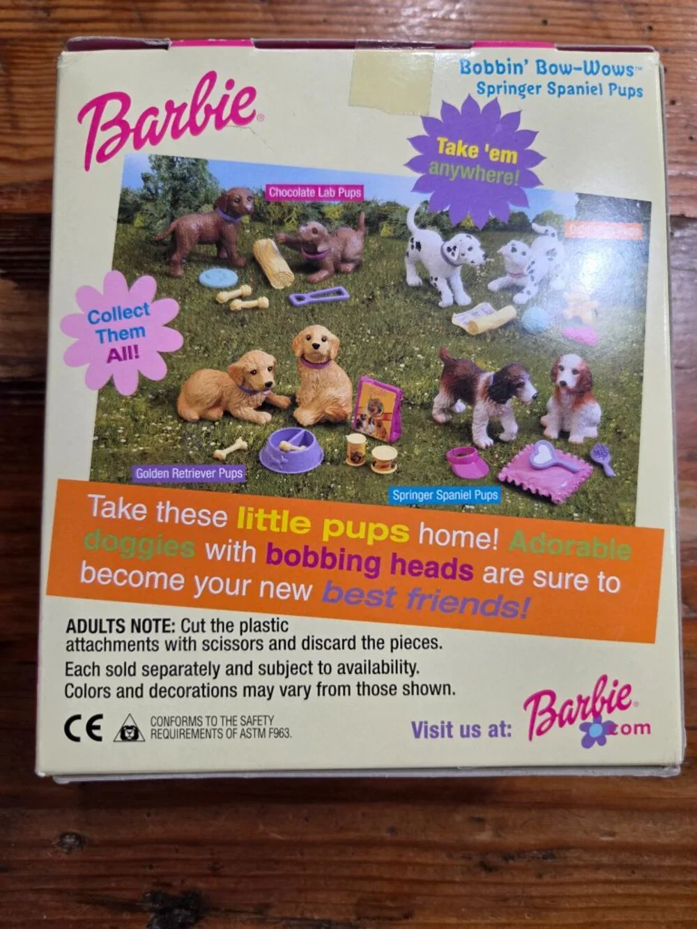 Barbie Bobbin’ Bow‑Wows Springer Spaniel Pups Bobble Heads #67388 New Sealed